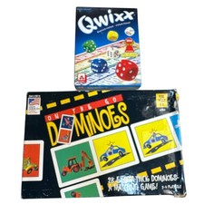 Qwixx Dice Game & On The Go Dominoes Bundle Preowned Family Board Games
