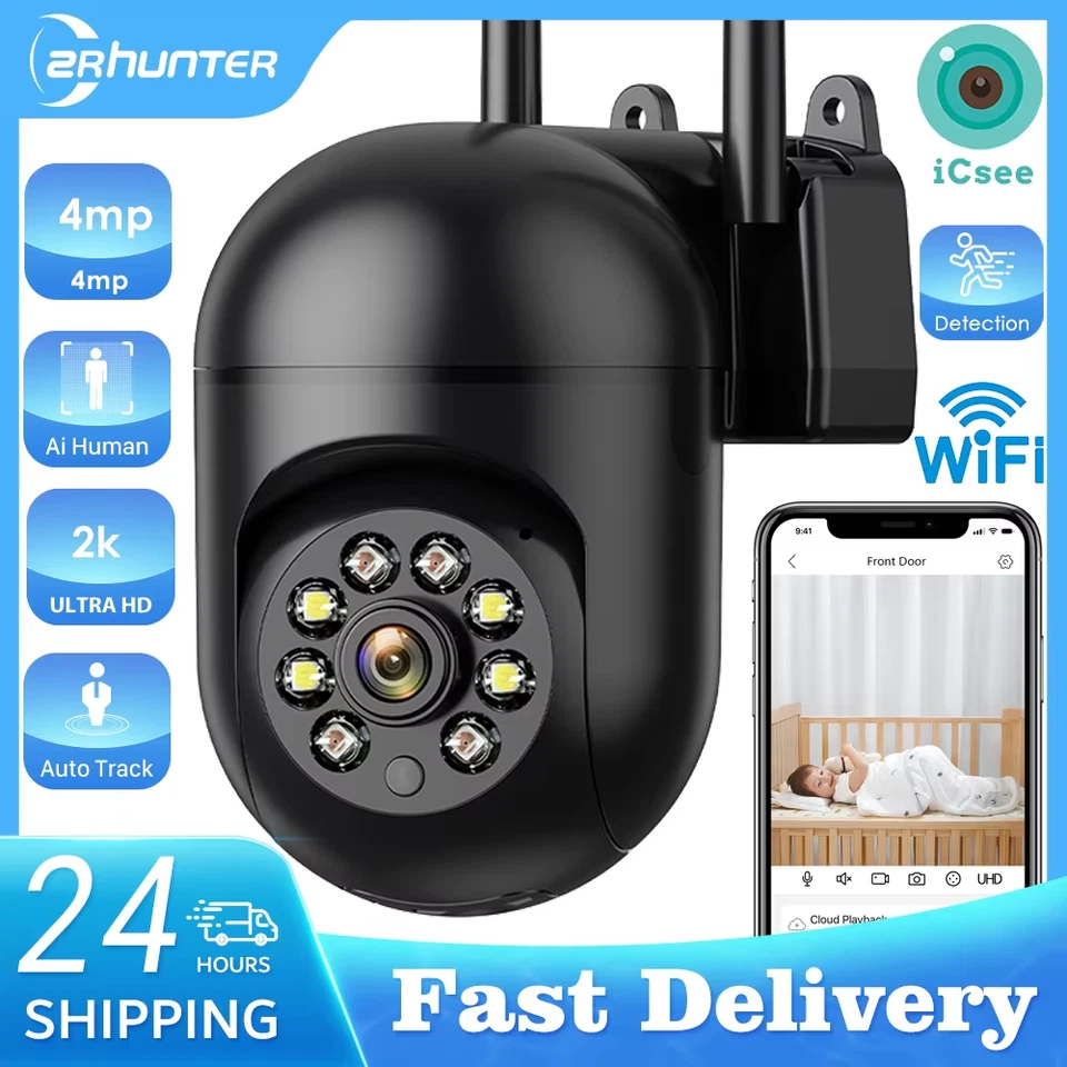 4MP Wifi Camera 2K HD PTZ IP Outdoors Security Camera Auto Detect Tracking Indoo - Bild 2 von 4