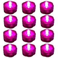 12 PINK Led SUBMERSIBLE Waterproof Floral Decor Wedding centerpiece Tea Light