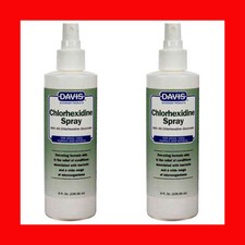 Lot of 2 Davis Chlorhexidine Medicated Spray 8oz for Dogs Cats Horses
