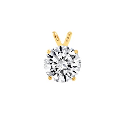 3 Ct E/VVS Round Cut Lab Created Grown Diamond 14K Yellow Gold Solitaire Pendant
