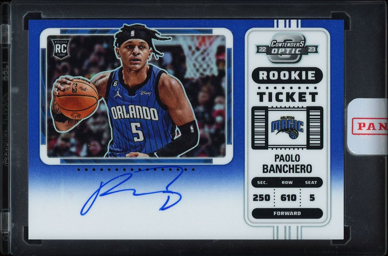 Paolo Banchero 2022-23 Contenders Optic #118 Blue V Rookie Ticket Auto /49