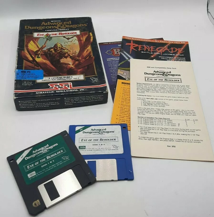 AD&amp;D SSI EYE OF THE BEHOLDER Vintage IBM PC Game Includes NO Clue Book  | eBay