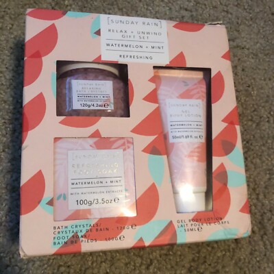 Sunday Rain Gift Set - Watermelon + Mint - Crystals - Foot Soak - Body Lotion