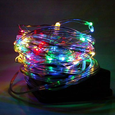 LED Solar Powered Fairy Lights- 33 Foot, 100 Micro LED , Multi Color , 8 Modes