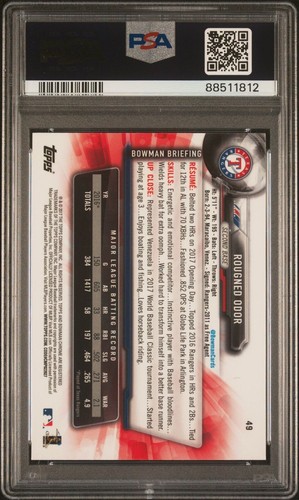 2017 Bowman Chrome - #49 Rougned Odor - Texas Rangers - PSA 10 GEM MT - Pop 1 - Picture 3 of 3