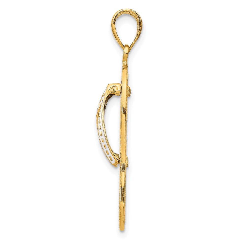 14k Yellow Gold Enamel Sea Turtle Flip Flop Pendant Necklace - Cut-Out Design, 34mm Length, Fine Jewelry, Valentine's Day Gift For Her