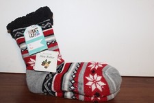 MUK LUKS Cabin Socks Treated with Shea Butter, M stretch, fleece lined