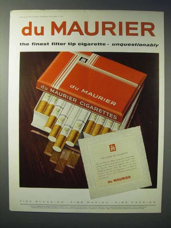 tip of a cigarette 1958 Du Maurier Cigarette Ad