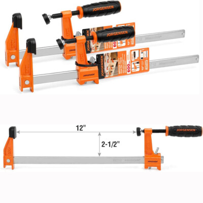 #ad JORGENSEN 2 pack Steel Bar Clamps Set 12#x27;#x27;Medium Duty Orange 600 Lbs Load Limit $19.19