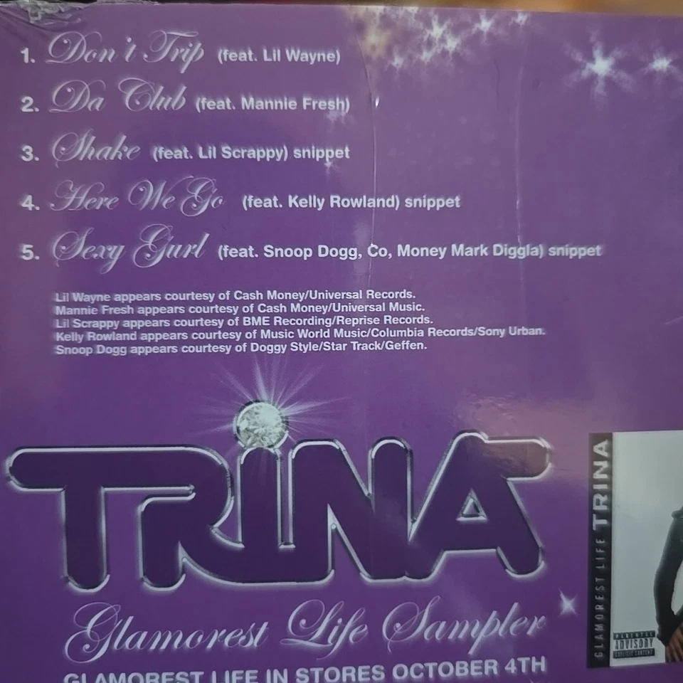 TRINA w/ LIL WAYNE Mannie Fresh Glamorest SAMPLER PROMO CD single SEALED Rare - Image 2 of 2