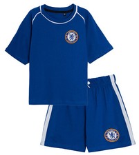 Kids Chelsea FC Short Pyjamas Boys Premiership Football Club Kit Shorts T-shirt