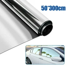 50 x 300cm Uncut Roll Window Mirror Silver Chrome Solar Tint Film Home Car Glass