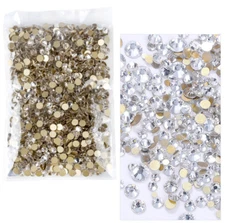 1440pcs Nail Art Gold Flat Glitter Diamond Crystal Gems 3D DIY Decoration SS4-10
