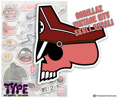 Gorillaz MTV skull Sticker- gorillas decal 2 - Bonesy - Skull -noodle - 2-D - 