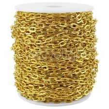 Cable Chain - 5x7mm Link - Gold Color - 30 100 Feet - Bulk Craft Spool