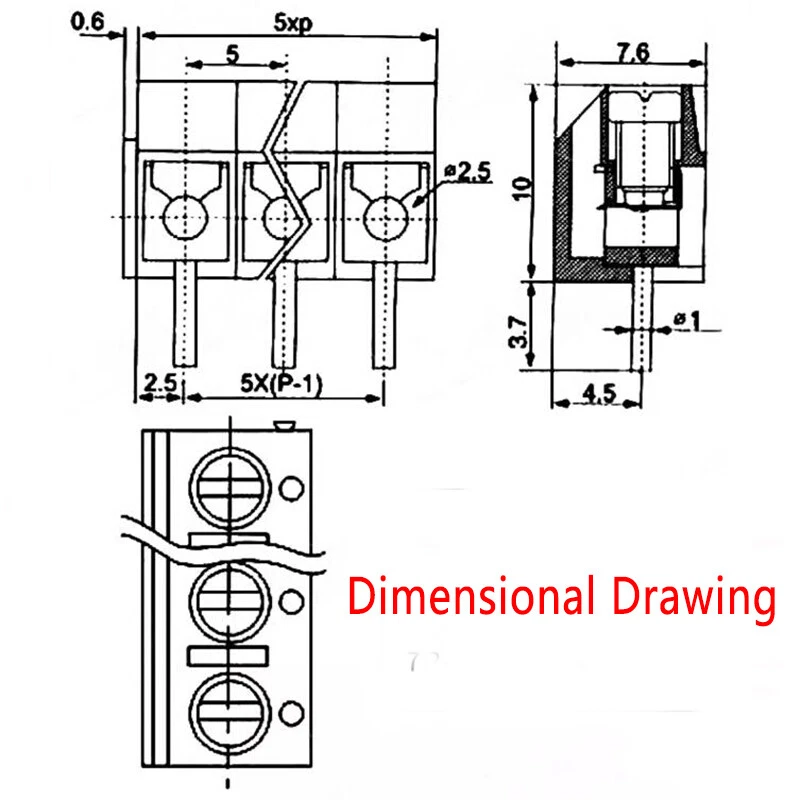 5.08mm PCB Screw Terminal Connector Block KF301 -2 Pin/3 Pin High Power Wire 10A - Image 2 of 4