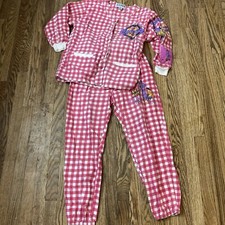 Vintage Esleep Flannel Pajamas Size S Y2K Ski Motorcycle Pink Cat
