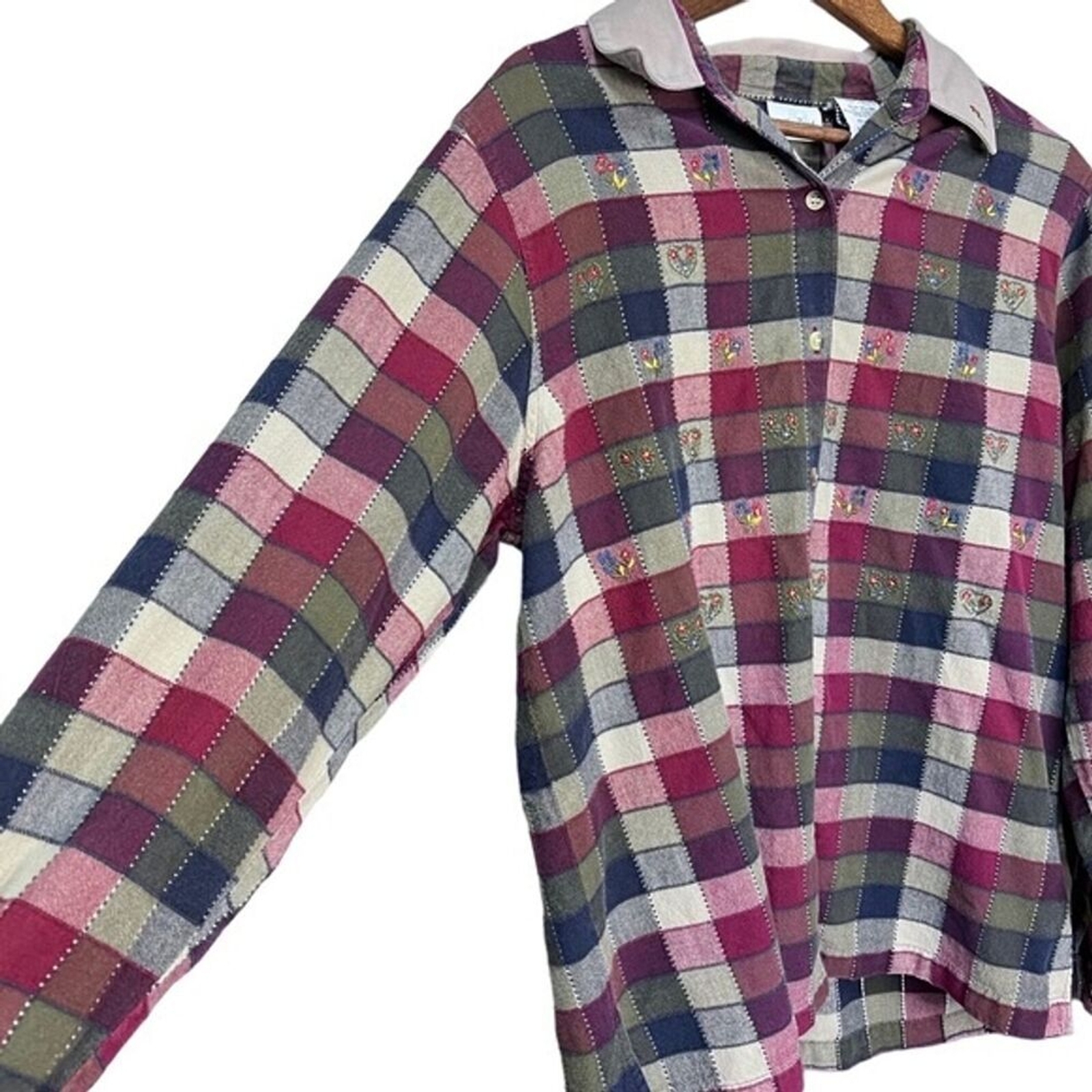 Vintage Patchwork Embroidered Button Down Shirt F… - image 3