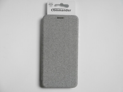COMMANDER Handy Schutz Hülle Book Case CURVE Huawei P20 Lite 2019 grau elegant