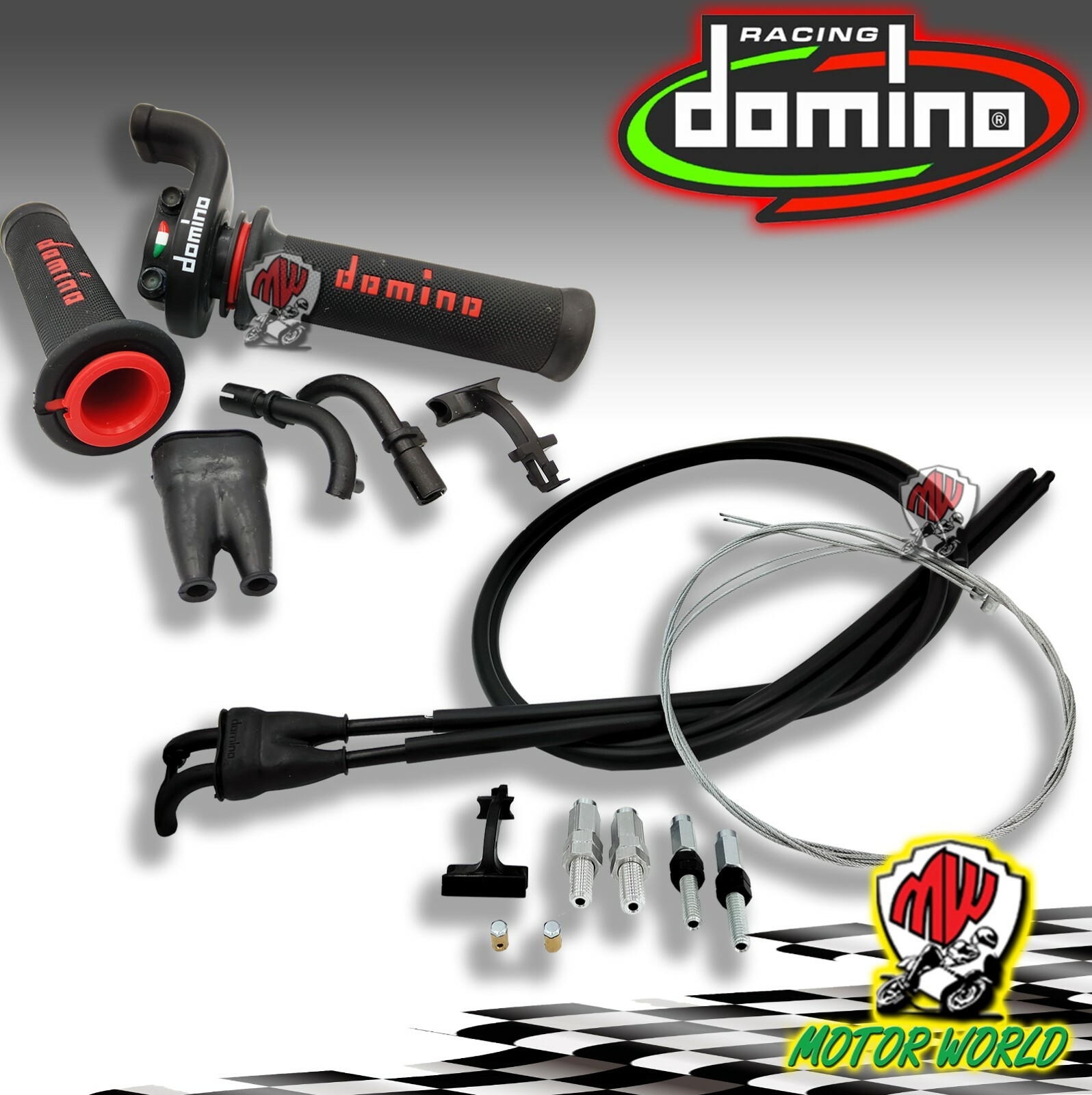 KIT CAVI + GAS RAPIDO DOMINO CON MANOPOLA DOMINO KRR 03 COLORE ROSSO