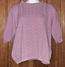 VTG Cuddle Knit Women's XS/S Rose Pink Half-Sleeve Knit Sweater. Made in USA.