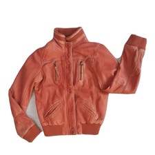 Pepe Jeans London Pink Jacket Lydia Bomber Retro Lamb Leather Pink Brick Short S