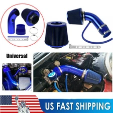 76mm Blue Car Cold Air Intake Filter Induction Kit Pipe Power Flow Hose System