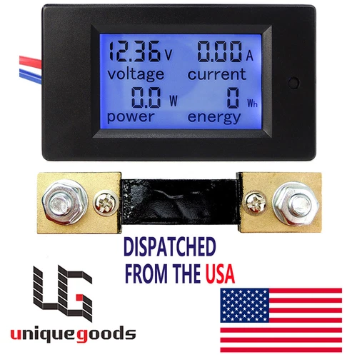 DC 6.5~100V 20-50-100A LCD Digital Combo Panel Display Volt Amp Power Watt Meter
