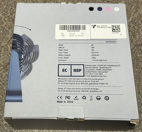 POWERbeast Portable Desk Fan, 4000mAh USB Desk Fan Rechargeable Battery - AD911B - 第 3/3 張圖片