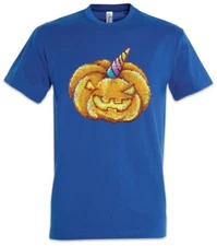 Pumpkin Unicorn T-Shirt Pixel Retro 8 16 Bit Geek Nerd Rainbow Gamer Fun
