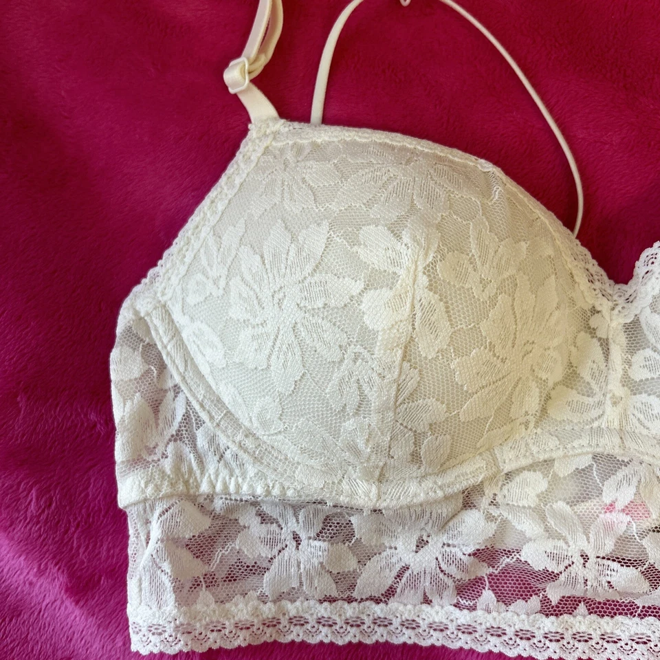 Pink By Victorias Secret Lace Bralette Push-Up Top Size S Off-White Color NEW - Image 2 of 4
