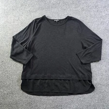 J Crew Top Womens Size 2X Black Layered Slub Knit Capsule Casual Minimalist