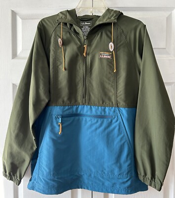 L.L. Bean Mountain Classic Anorak Women's M  1/4 Zip Hooded Deep Front Pocket