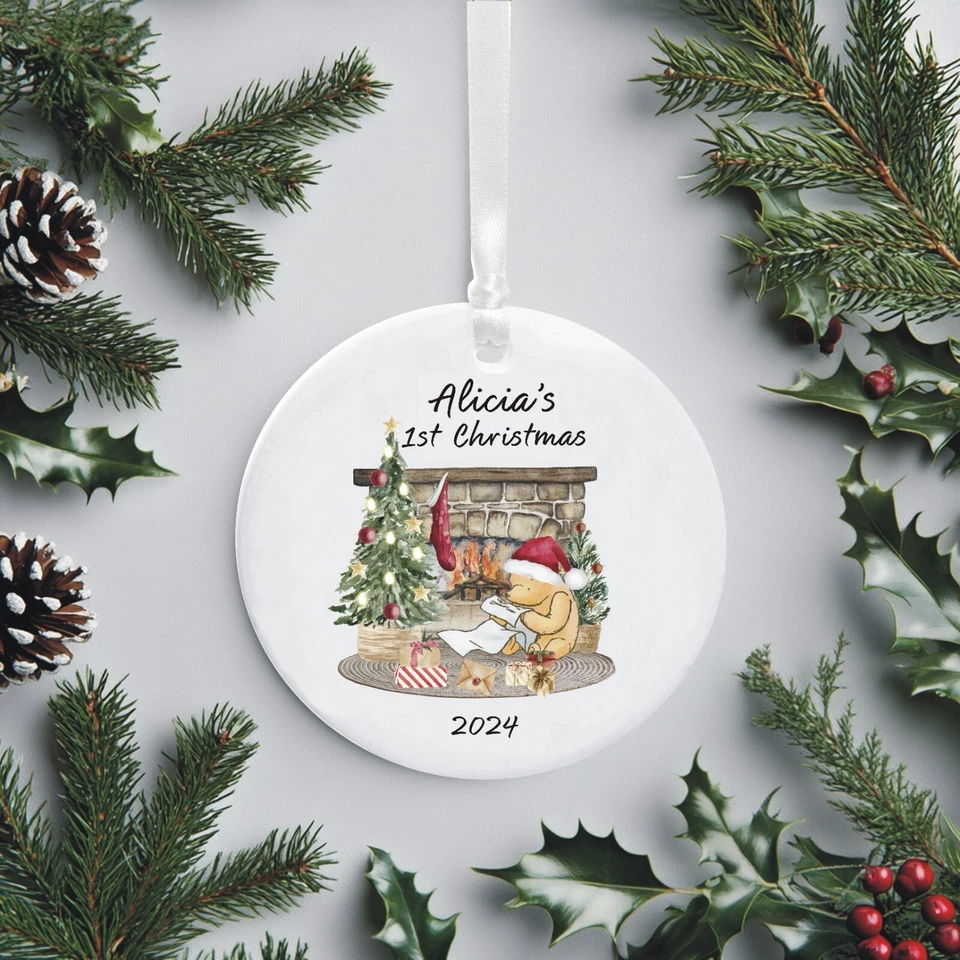 Classic Winnie The Pooh Baby's 1st Christmas Personalised Tree Decoration - Image 2 of 4