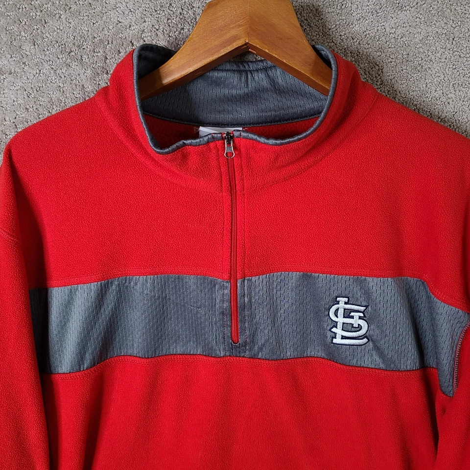 圣路易斯红雀队套衫男式 2XL 红色 1/4 拉链羊毛运动衫 MLB Majestic — 第 2/4 张图片