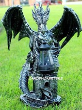 Large Dragon Statue with Solar Light Lantern Figurine Dragon Solar statue