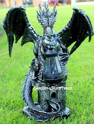 Large Dragon Statue with Solar Light Lantern Figurine Dragon Solar statue