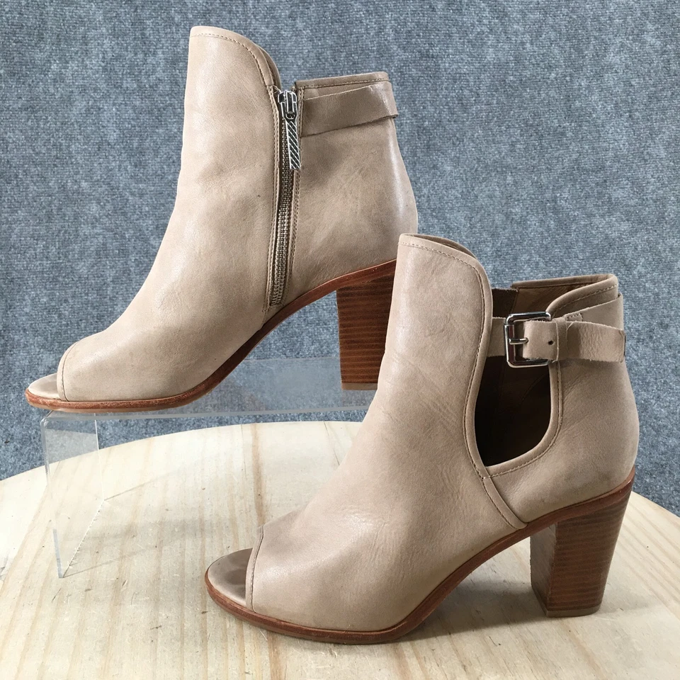 Donald P Liner Botas Mujer 10 M Kara Botines Tacones Beige Cuero Cremallera Foto 2 de 4