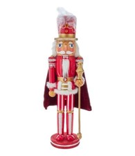 RED VELVET NUTCRACKER with Scepter Christmas Figure 15" Tall, by Kurt Adler