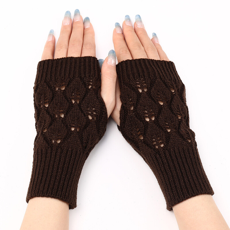 Fingerless Gloves Wool Knitted Mittens Wrist Half Finger Short Gloves