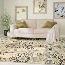 Caldwell Bohemian Rustic Floral Scroll Damask Indoor Area Rugs Or Runner Rug