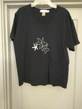 Fresh Produce T-Shirt Womens Size XS  Black Short Sleeve V Neck