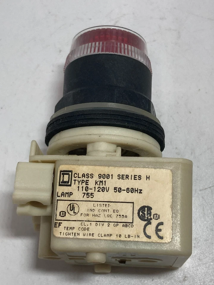 SQUARE D 9001SK1L1R PUSHBUTTON ILL RED FULL GUARD 110-120V 50-60HZ SER H NNB - Image 3 of 3