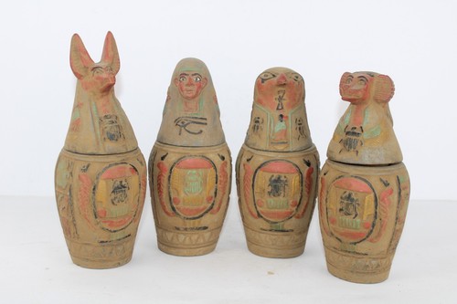 4 RARE ANCIENT EGYPTIAN PHARAOH ANTIQUE CANOPIC Jar Mummification -Egypt History - Imagen 9 de 18