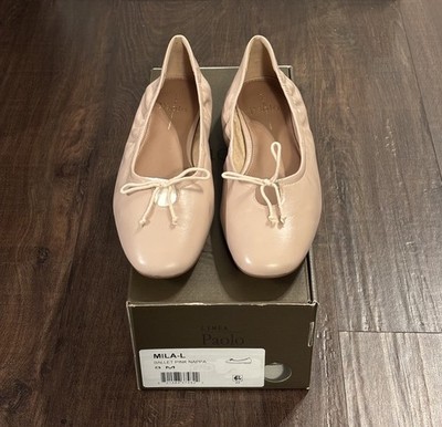 Linea Paolo Mila-L Ruched Top Line Ballet Flats Pink Nappa Size 8 M Brand New