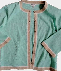 L  St. John Sport cardigan Nordstrom pastel Green knit Designer