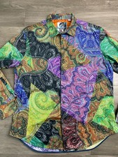 Robert Graham Shirt Size Xl Multicolor Bold Paisley Floral Print Cotton Dprops