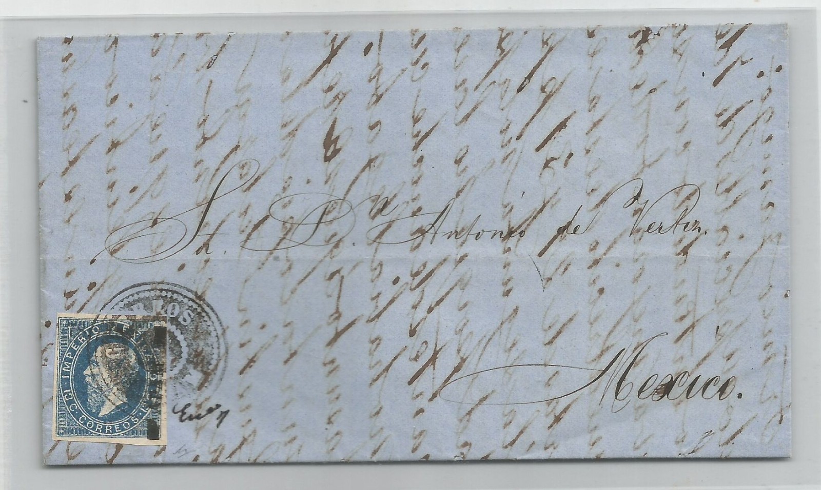 Mexico very rare imperial period Maxi - district APAM, negative pmk , to Mexico