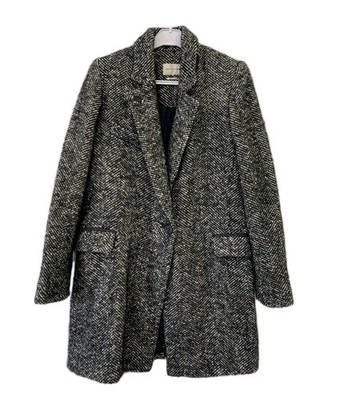 Isabel Marant Étoile Wool Alpaca Herringbone Coat Size 36 US S Black White #141